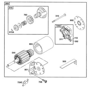 Electric Starter 2 Diagram and Parts List for 252412-0728-XX  Briggs and Stratton Engine